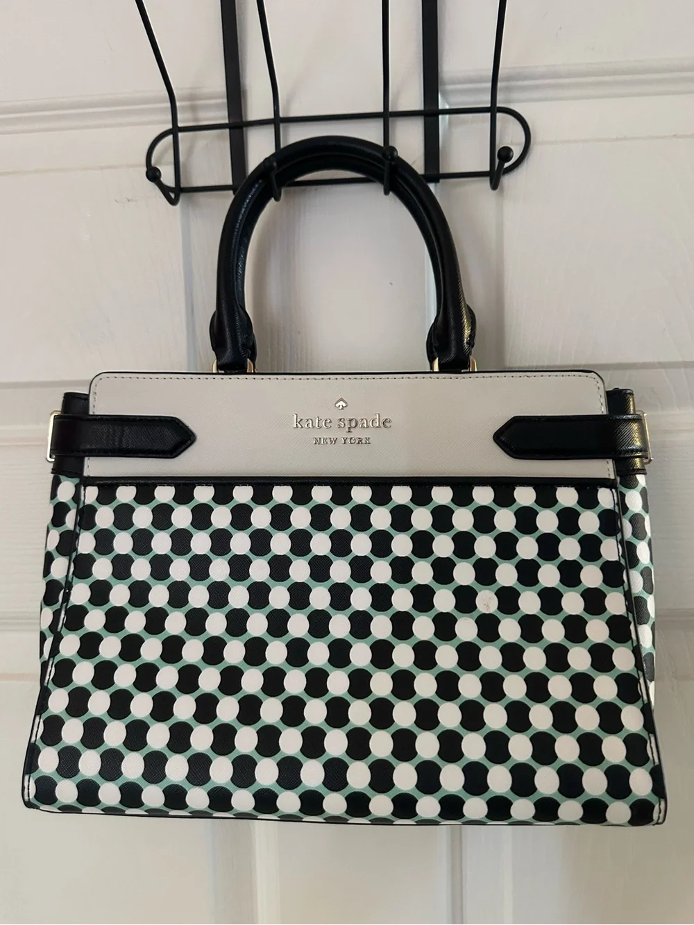 kate spade Black, White & Teal Geometric Satchel